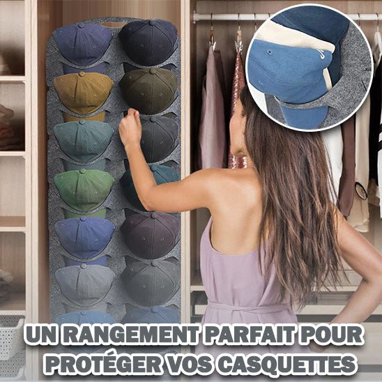 Rangement mural pour casquettes - Sacan Distribution 2024